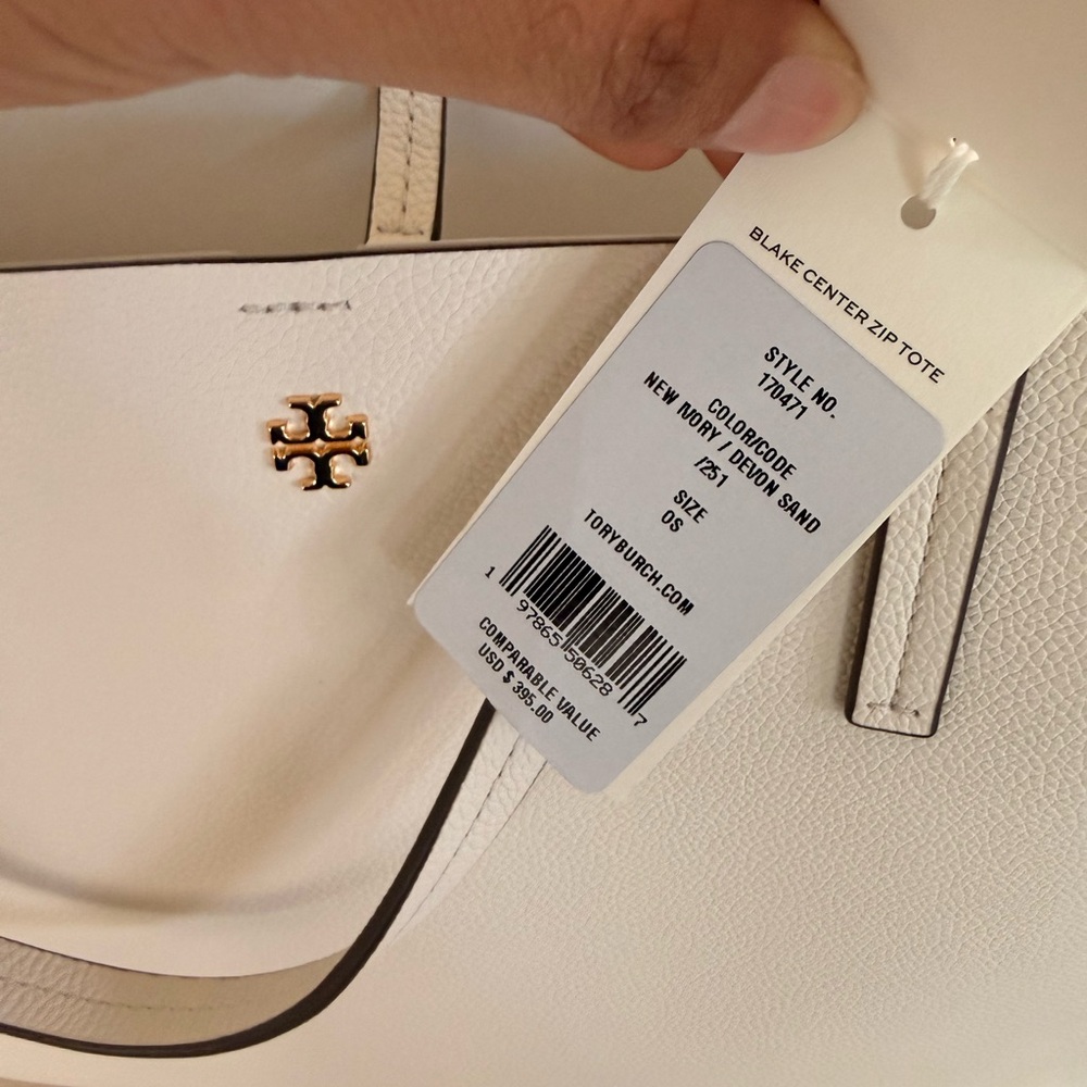 New tory burch Blake leather tote in new ivory - Picture 5 of 9